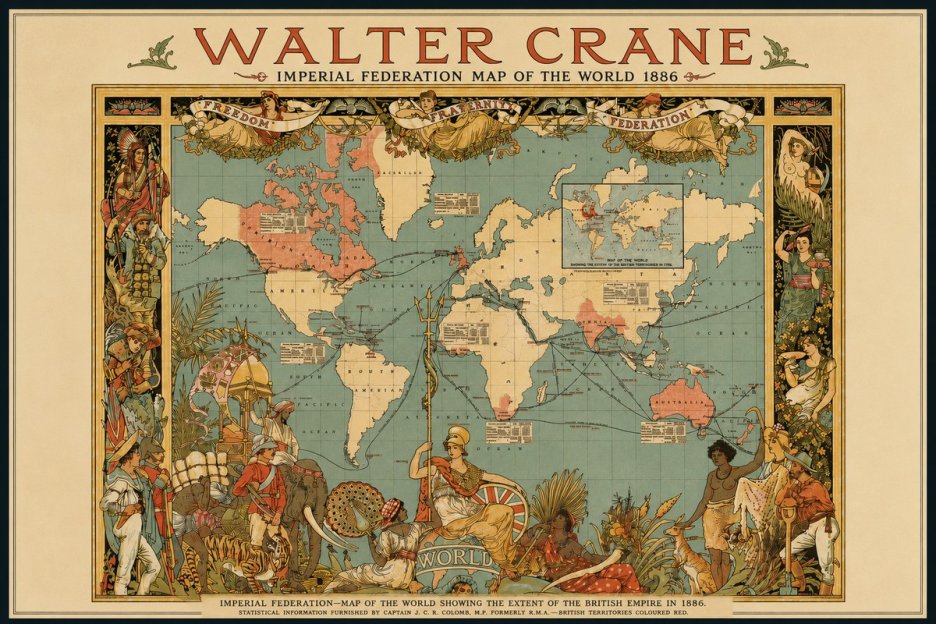 Walter Crane Imperial Federation Map of the World 1886 No3 - Affiche
