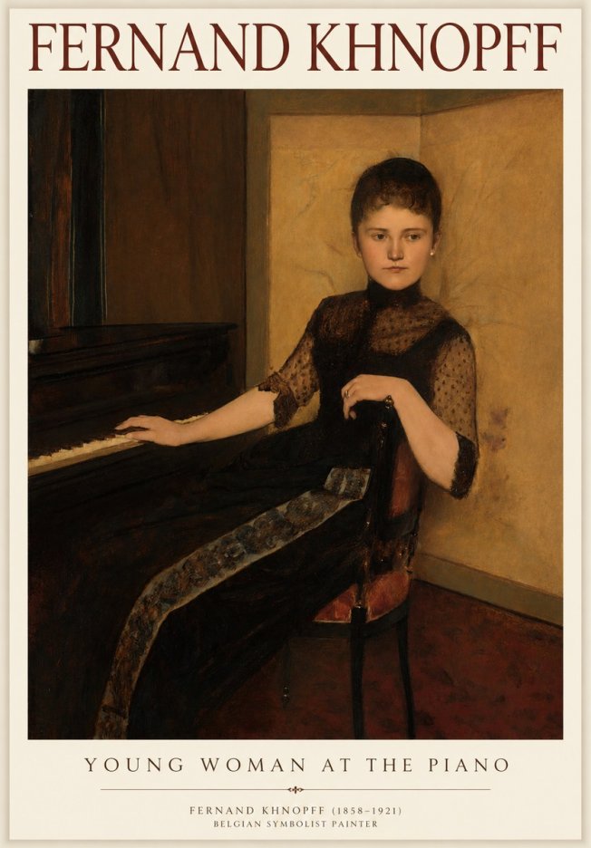 Fernand Khnopff The Piano, 1889 No4 - Affiche