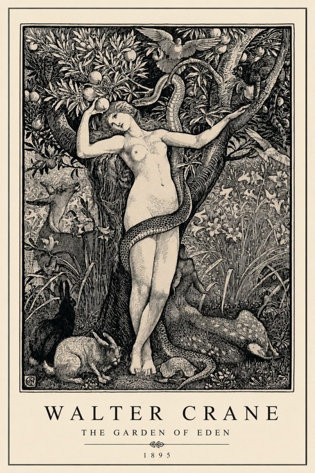 Walter Crane The Garden of Eden No3 - Affiche