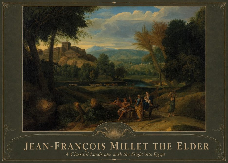 Jean-François Millet A Classical Landscape with the Flight into Egypt No4 - Affiche