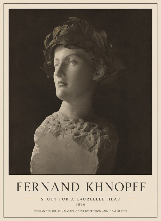 Fernand Khnopff Study for a Laurelled Head No1 - Affiche