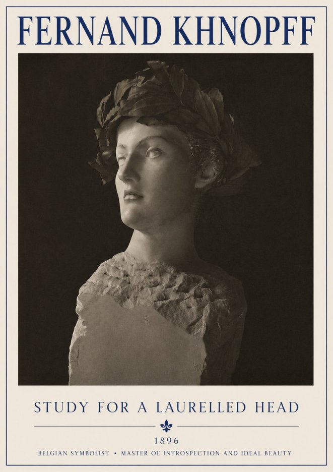 Fernand Khnopff Study for a Laurelled Head No4 - Affiche