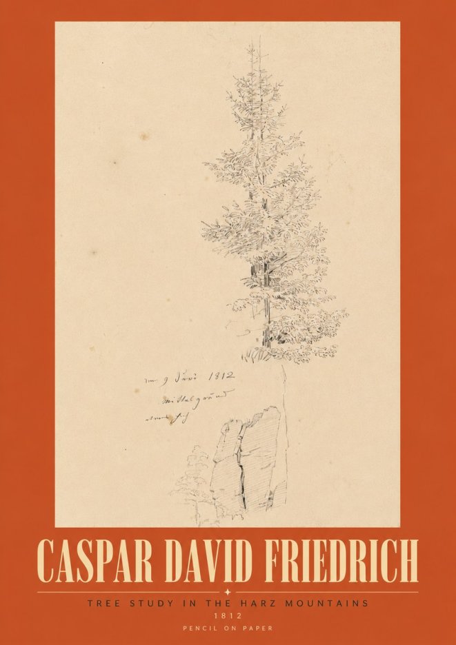 Caspar David Friedrich Tree Study in the Harz Mountains No3 - Affiche