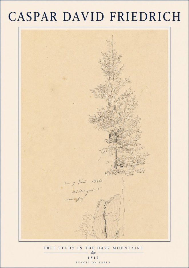 Caspar David Friedrich Tree Study in the Harz Mountains No4 - Affiche