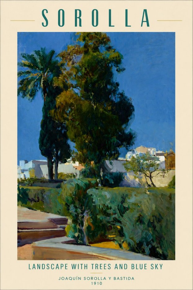 Sorolla Landscape with Trees and Blue Sky No2 - Affiche