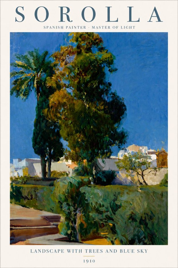 Sorolla Landscape with Trees and Blue Sky No3 - Affiche
