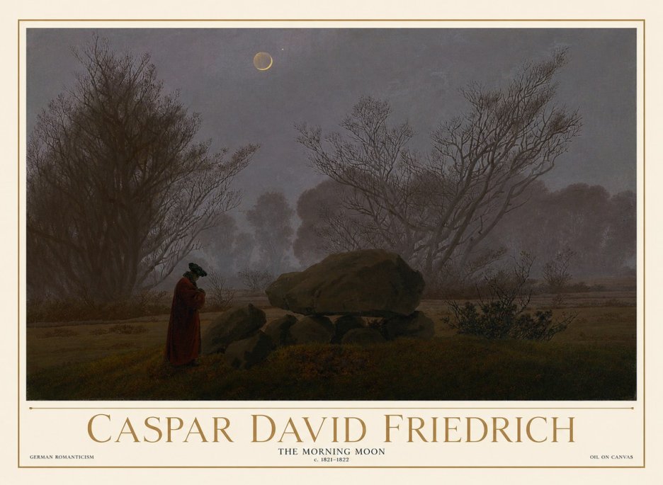 Caspar David Friedrich The Morning Moon No1 - Affiche