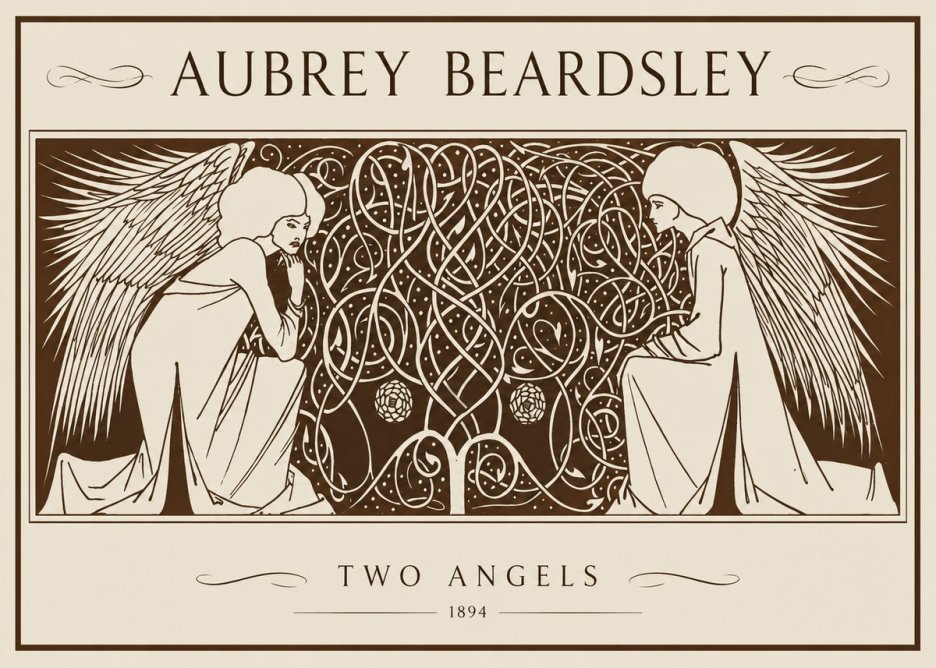 Aubrey Beardsley Two Angels No1 - Affiche