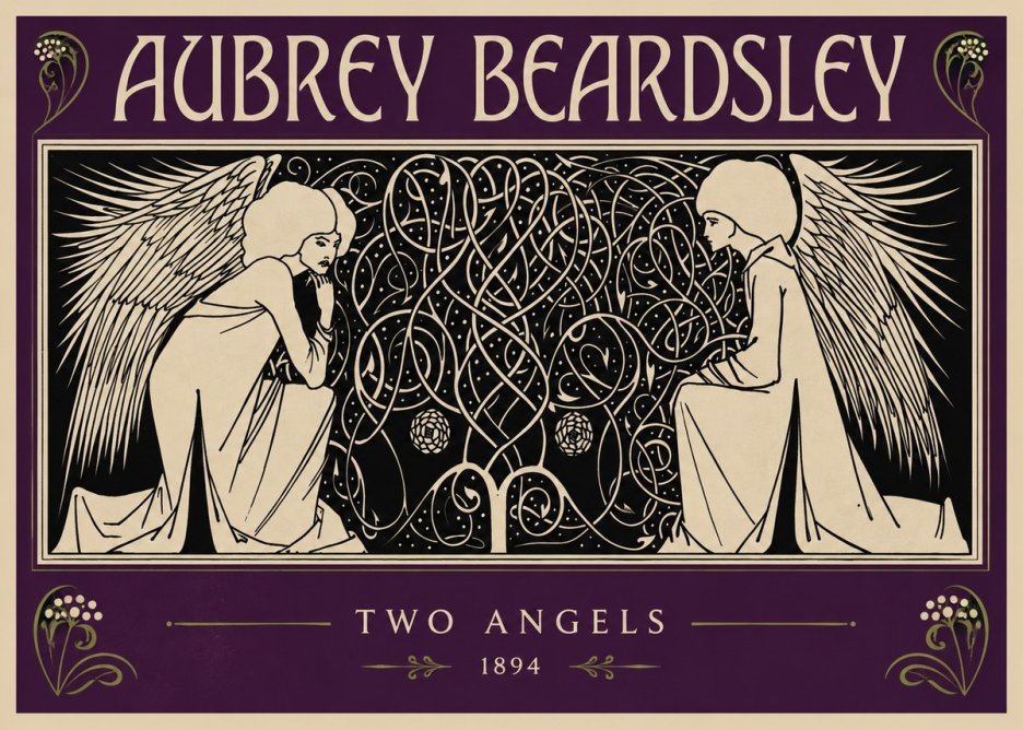 Aubrey Beardsley Two Angels No2 - Affiche