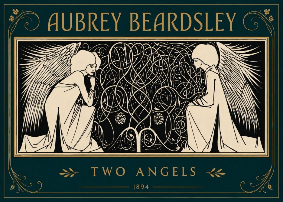 Aubrey Beardsley Two Angels No4 - Affiche