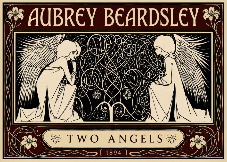 Aubrey Beardsley Two Angels No5 - Affiche