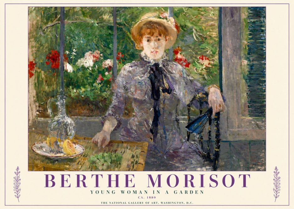 Berthe Morisot Young Woman Seated by a Window (Jeune Femme Assise À La Fenêtre) No5 - Affiche