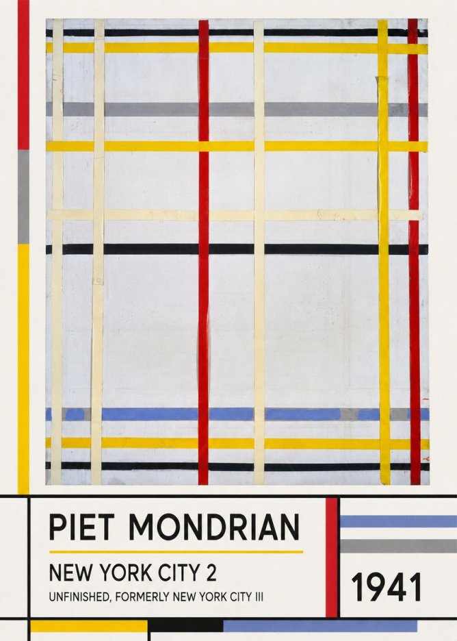 Piet Mondrian New York City 2 No1 - Affiche