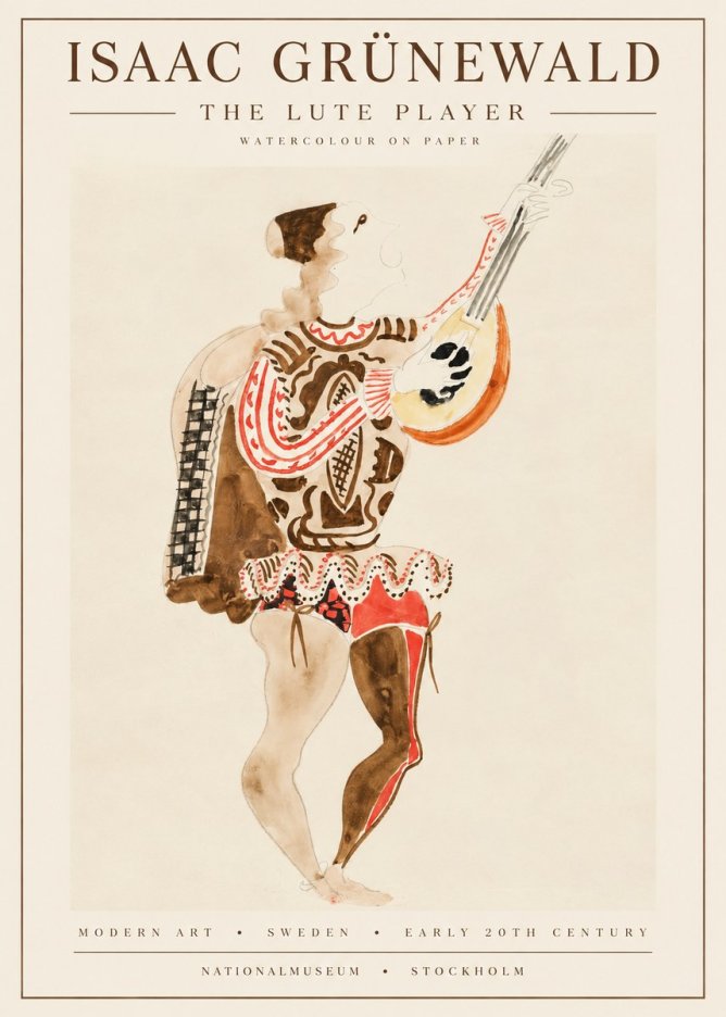 Isaac Grünewald The Lute Player No1 - Affiche