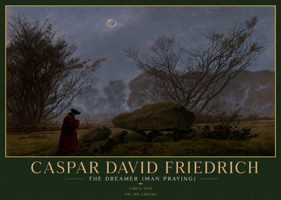 Caspar David Friedrich The Dreamer (Man Praying) No5 - Affiche