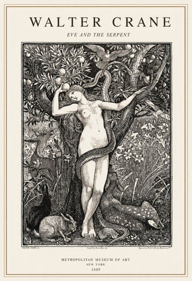 Walter Crane Eve and the Serpent No1 - Affiche