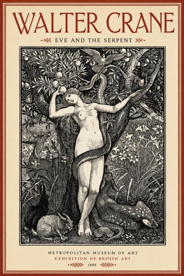 Walter Crane Eve and the Serpent No2 - Affiche