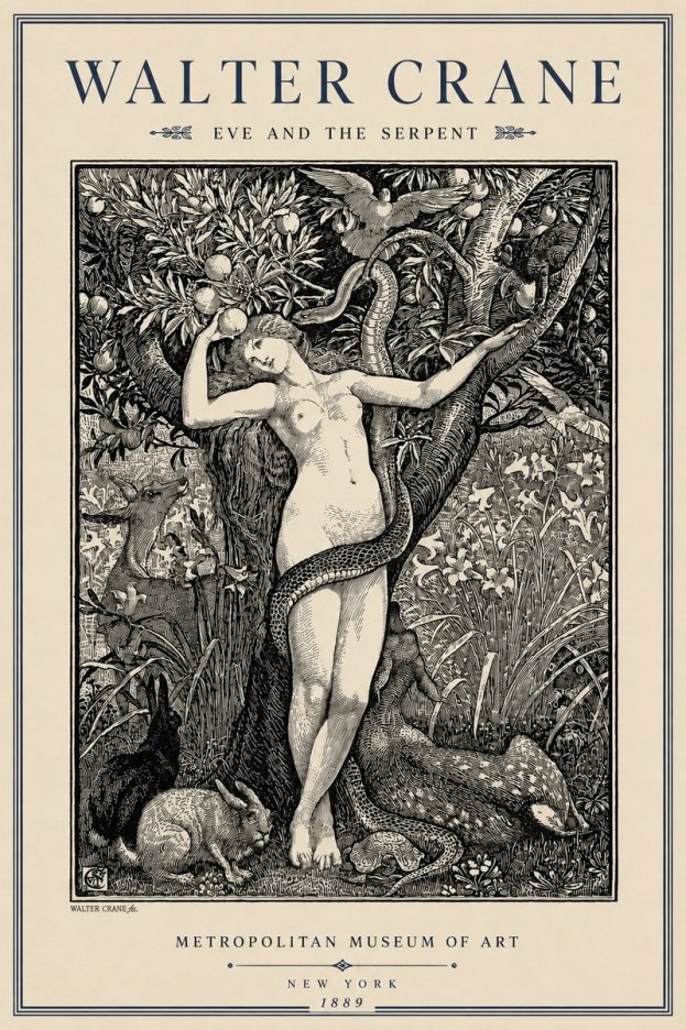 Walter Crane Eve and the Serpent No3 - Affiche