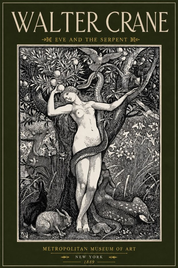 Walter Crane Eve and the Serpent No4 - Affiche