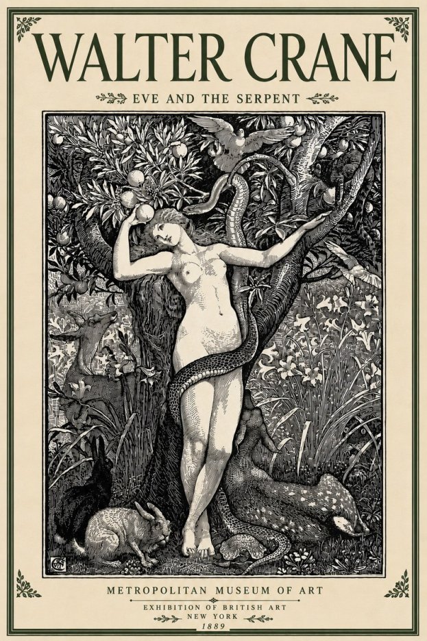 Walter Crane Eve and the Serpent No5 - Affiche