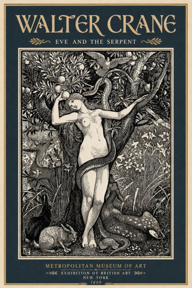 Walter Crane Eve and the Serpent No6 - Affiche