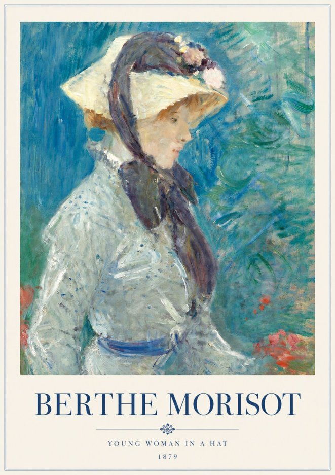 Berthe Morisot Young Woman in a Hat No3 - Affiche