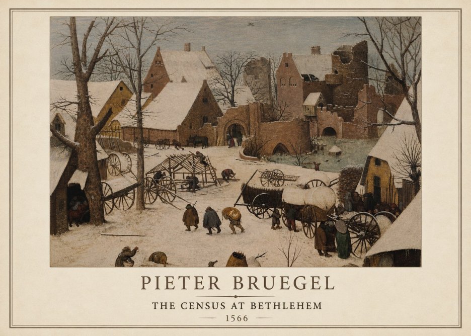 Pieter Bruegel The Census at Bethlehem I No1 - Affiche