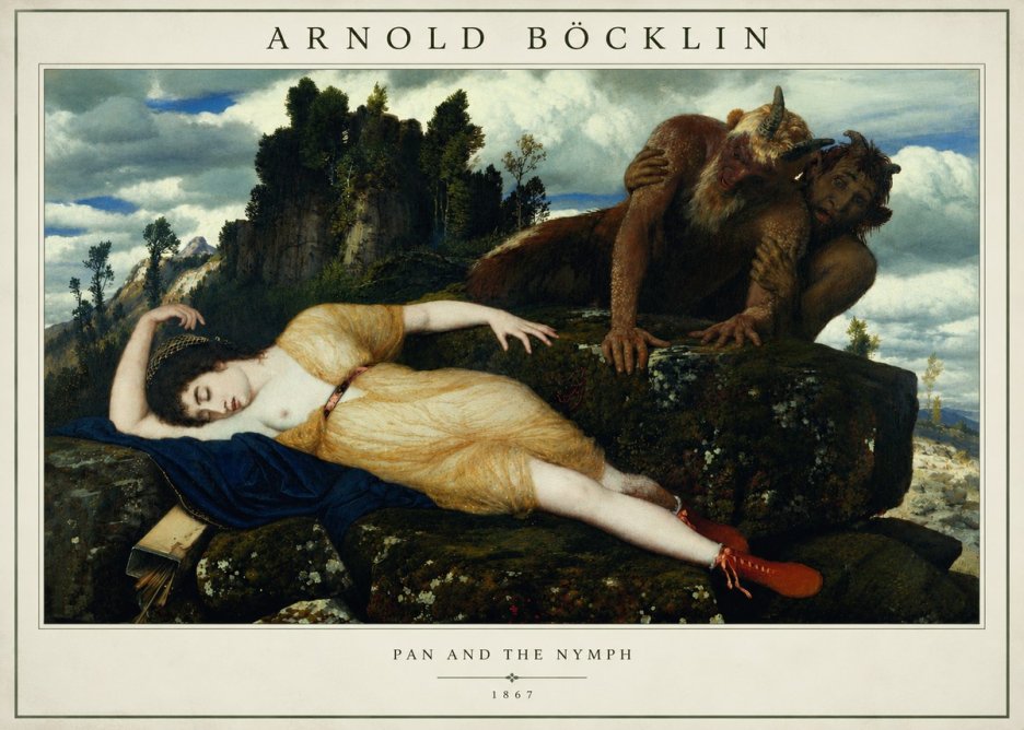 Arnold Böcklin Pan and the Nymph No2 - Affiche