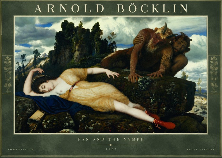 Arnold Böcklin Pan and the Nymph No6 - Affiche