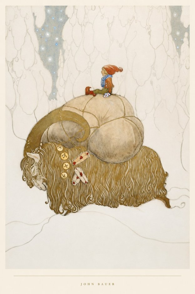 John Bauer The Boy and the Musk Ox No4 - Affiche