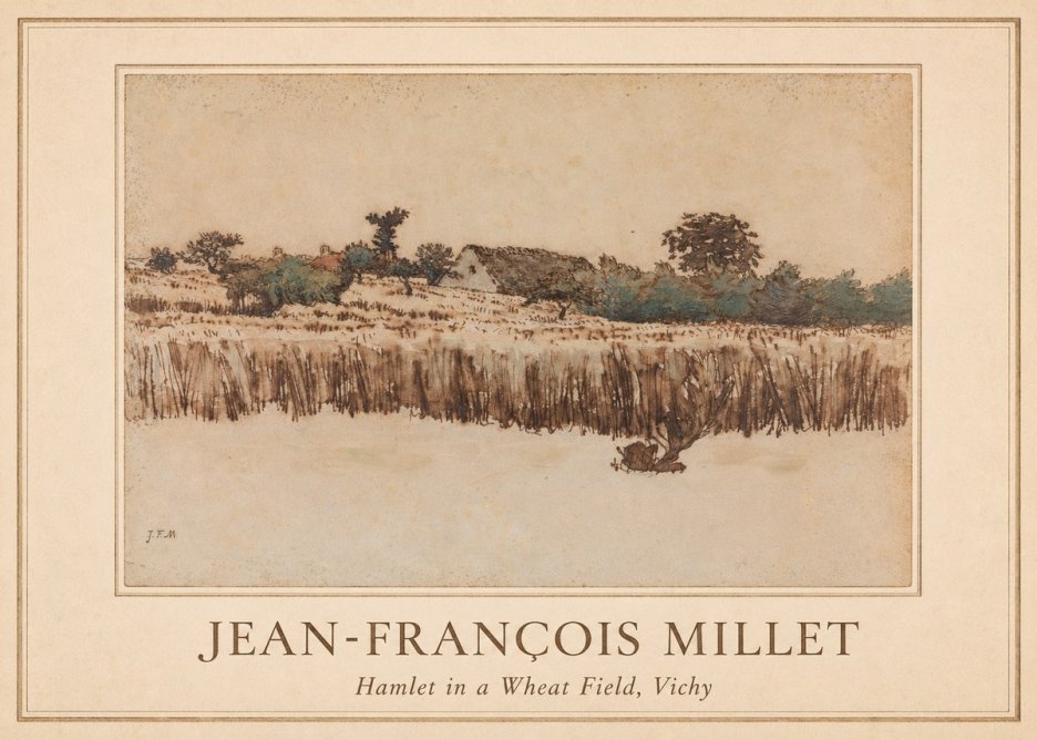 Jean-François Millet Hamlet in a Wheat Field, Vichy No1 - Affiche