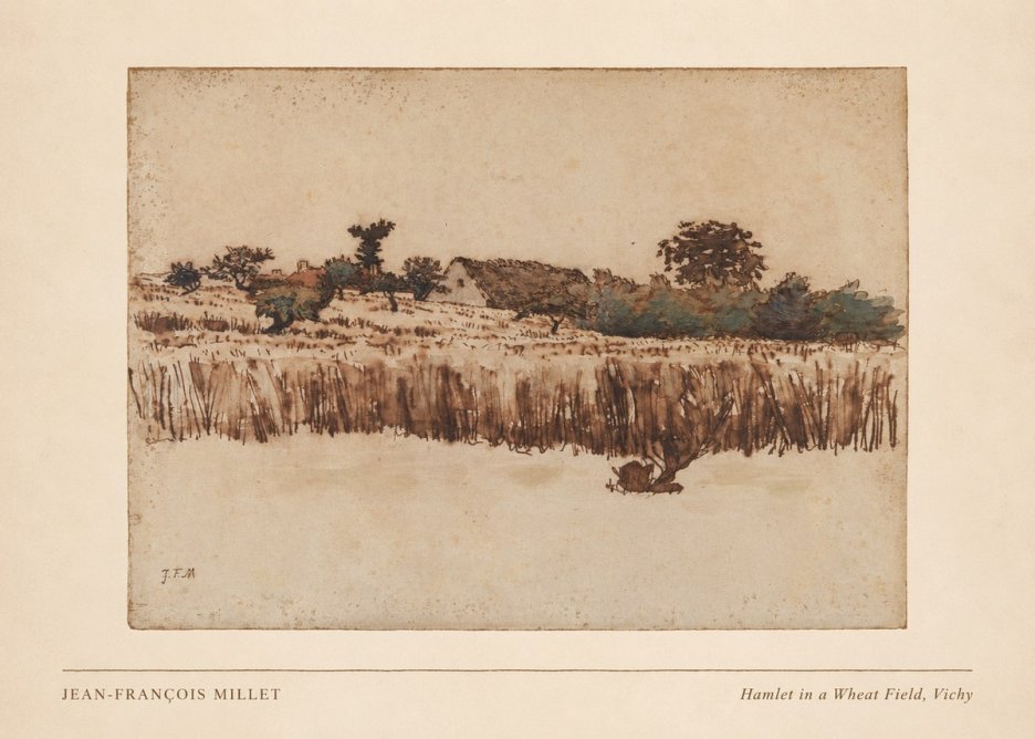 Jean-François Millet Hamlet in a Wheat Field, Vichy No3 - Affiche