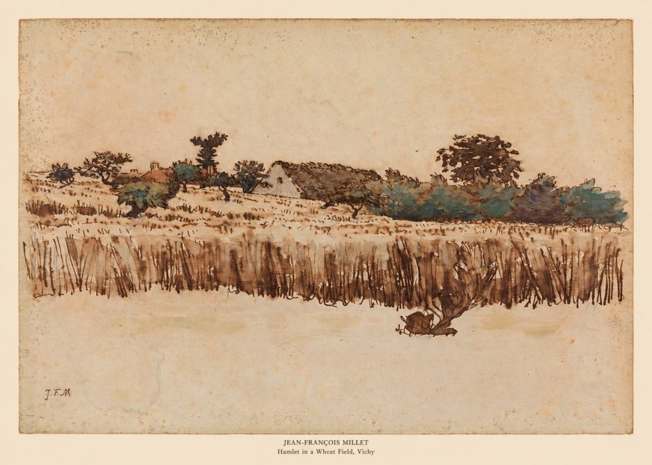 Jean-François Millet Hamlet in a Wheat Field, Vichy No5 - Affiche