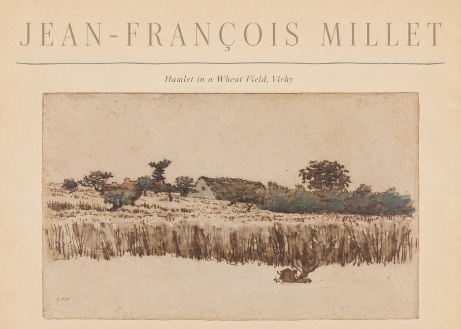 Jean-François Millet Hamlet in a Wheat Field, Vichy No6 - Affiche