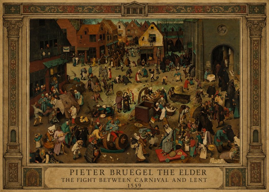 Pieter Bruegel The Fight Between Carnival and Lent II No1 - Affiche