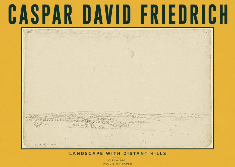 Caspar David Friedrich Landscape with Distant Hills No6 - Affiche