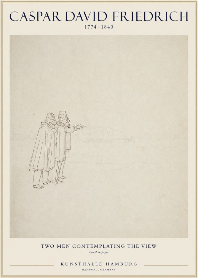 Caspar David Friedrich Two Men Contemplating the View No1 - Affiche