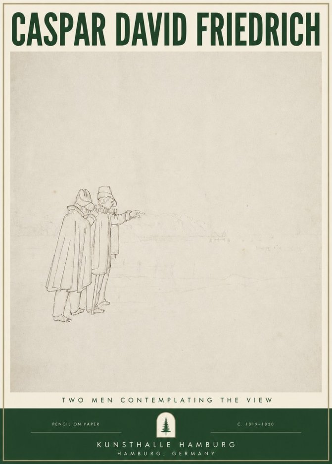 Caspar David Friedrich Two Men Contemplating the View No3 - Affiche