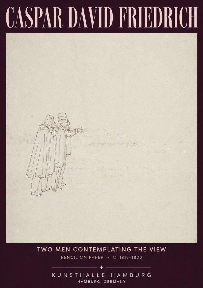 Caspar David Friedrich Two Men Contemplating the View No4 - Affiche