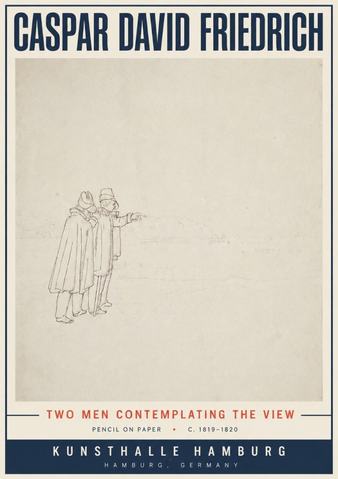 Caspar David Friedrich Two Men Contemplating the View No5 - Affiche