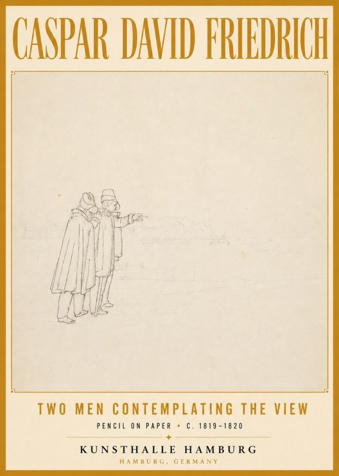 Caspar David Friedrich Two Men Contemplating the View No6 - Affiche