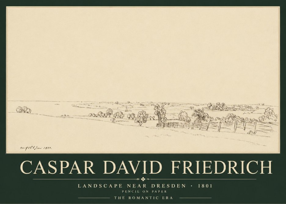 Caspar David Friedrich View of the Countryside Near Dresden No5 - Affiche