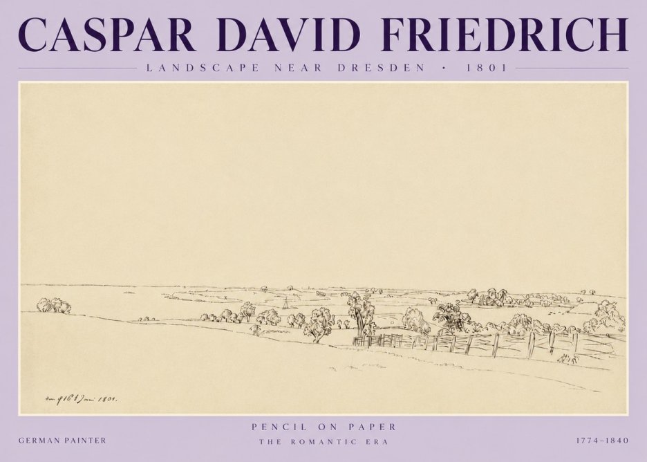 Caspar David Friedrich View of the Countryside Near Dresden No6 - Affiche