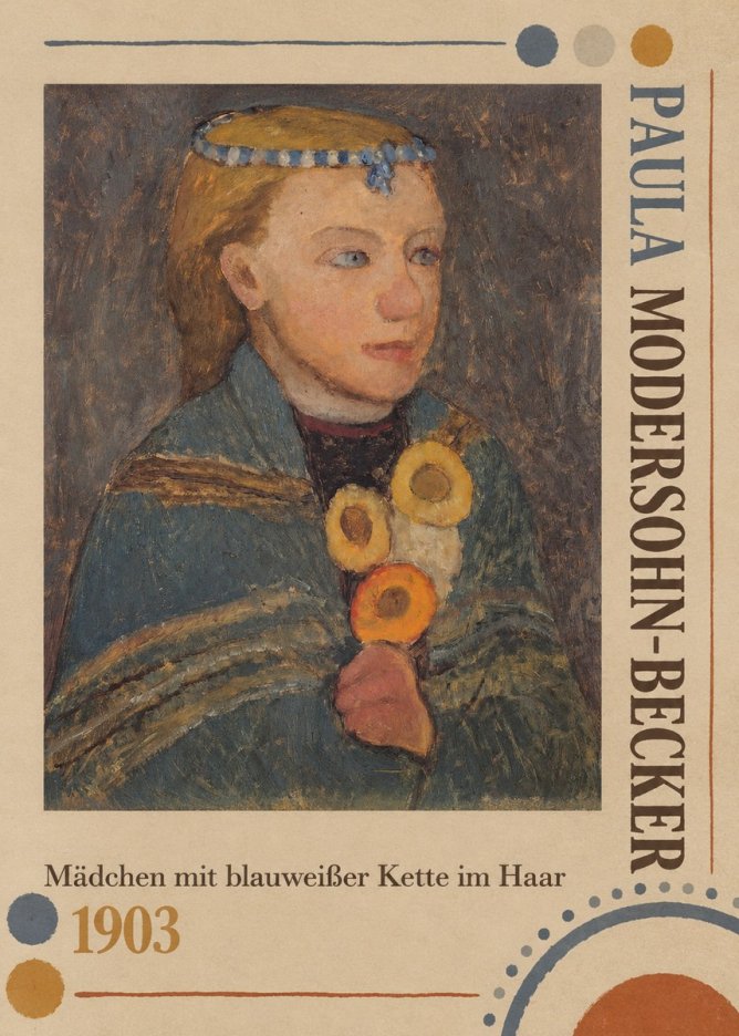 Paula Modersohn-Becker Mädchen Mit Blauweißer Kette Im Haar No4 - Affiche