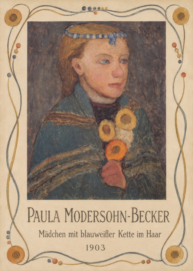 Paula Modersohn-Becker Mädchen Mit Blauweißer Kette Im Haar No5 - Affiche