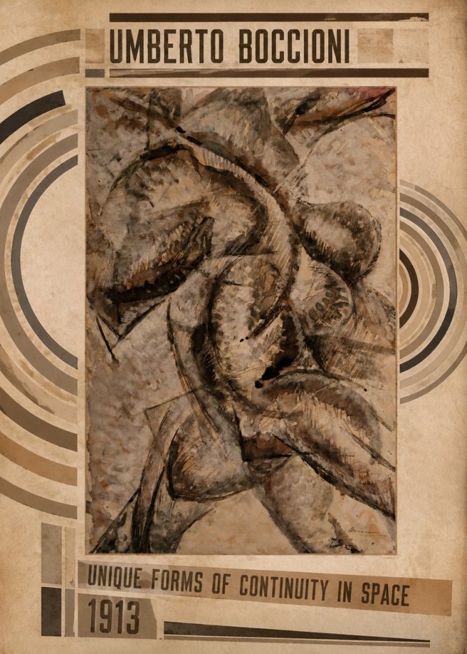 Umberto Boccioni Unique Forms of Continuity in Space No5 - Affiche