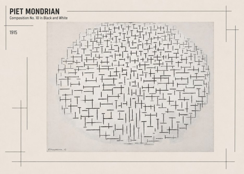 Piet Mondrian Composition 10 in Black and White No2 - Affiche