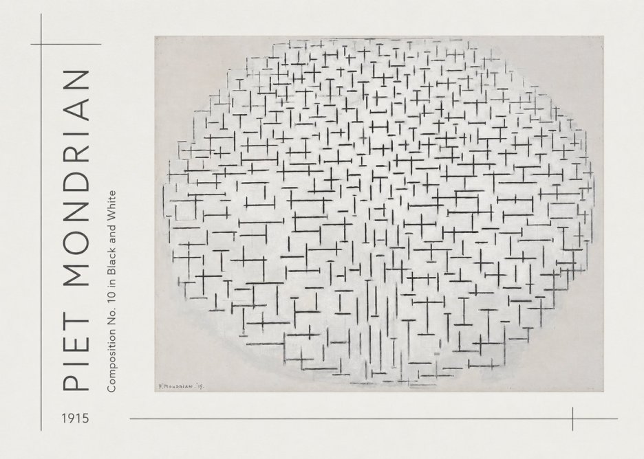 Piet Mondrian Composition 10 in Black and White No3 - Affiche