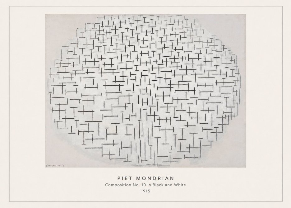 Piet Mondrian Composition 10 in Black and White No4 - Affiche