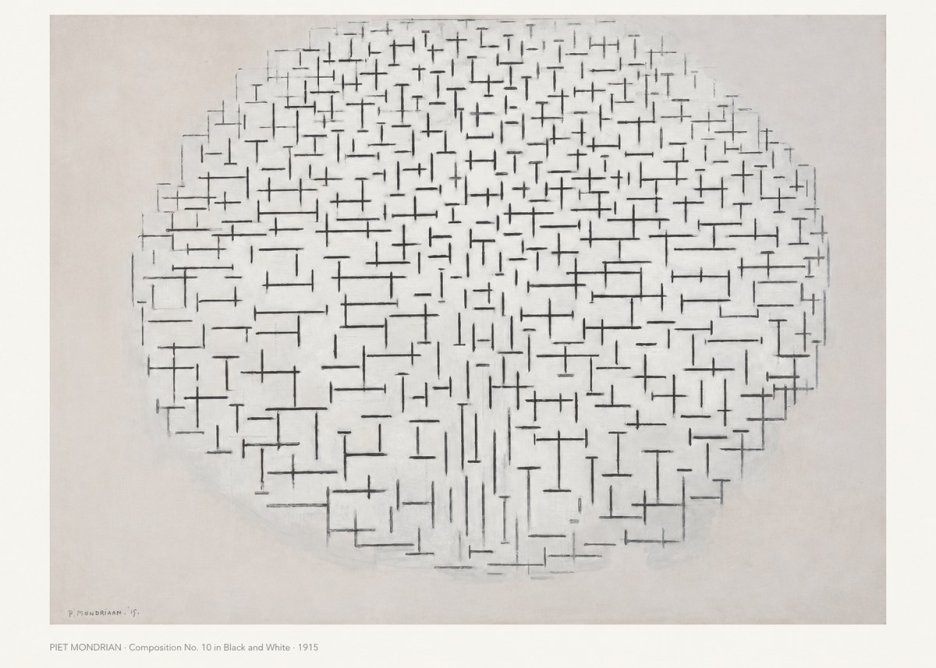 Piet Mondrian Composition 10 in Black and White No6 - Affiche